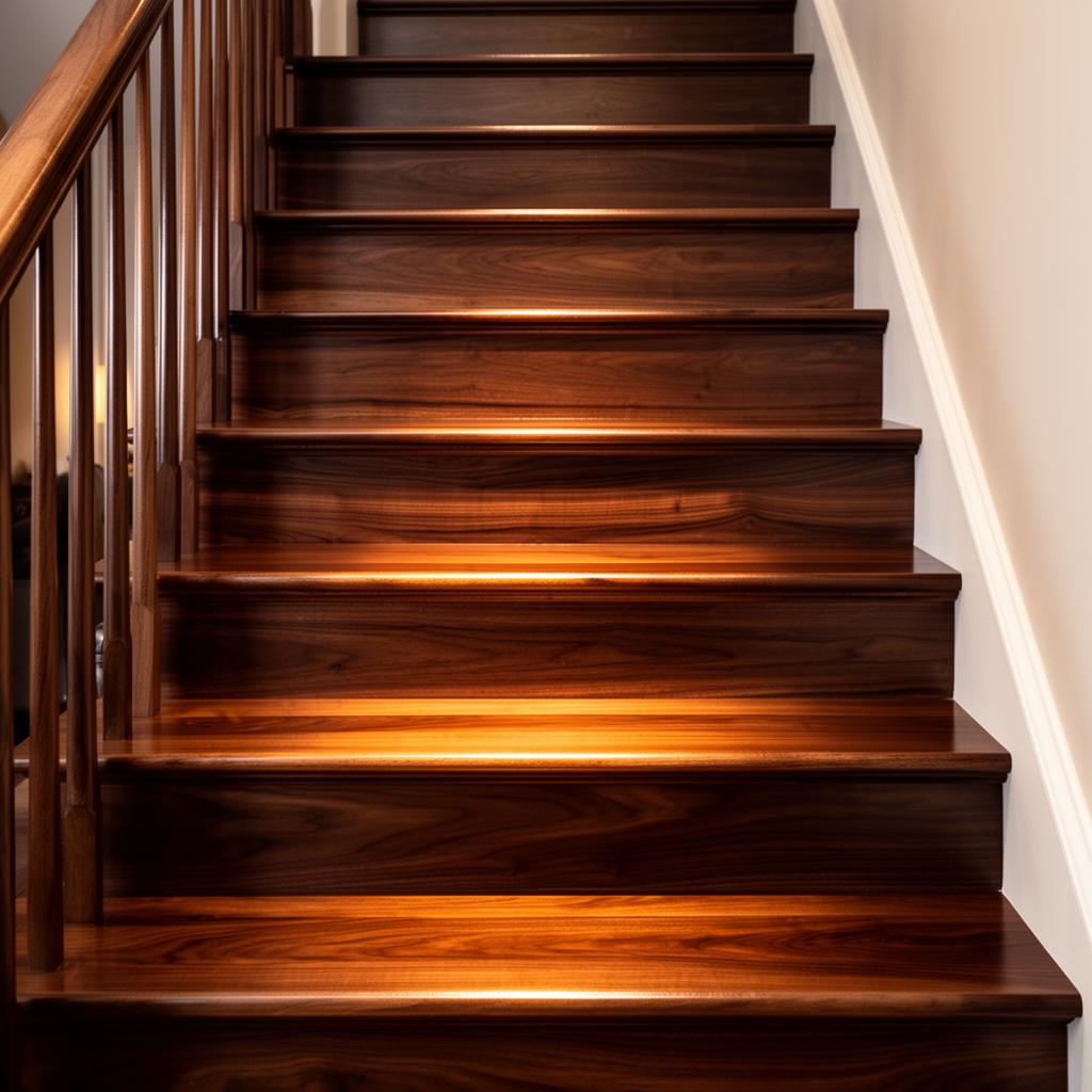 After: polished dark wood staircase with natural sheen